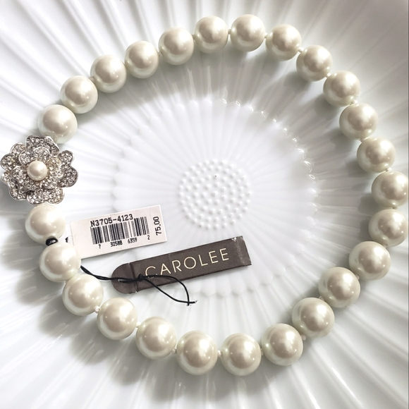 Vintage Signed CAROLEE Chunky Fashion Pearl Necklace 18" - Picture 2 of 5